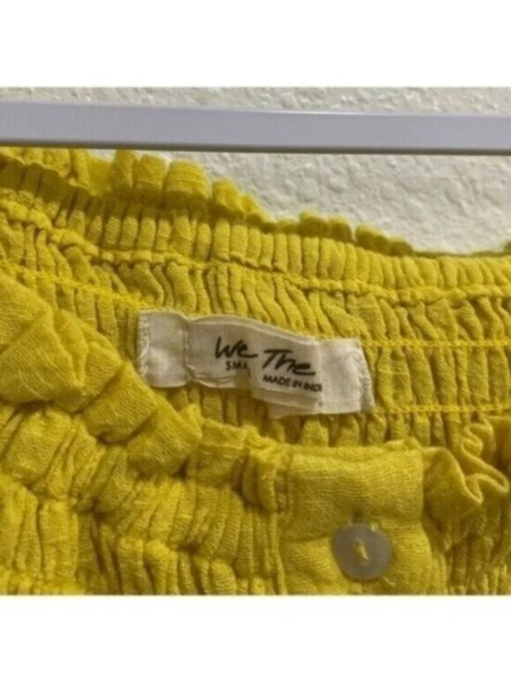 Free People Gauzy Yellow Feminine Top Puff Sleeve On Off Shoulder Cottagecore